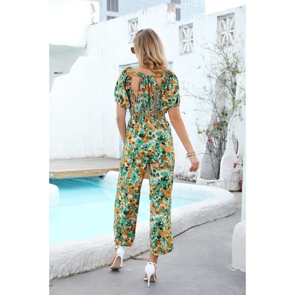 Fashion Floral Jumpsuits for Women Loose Romper Short Sleeve Autumn Camouflage - Picture 5 of 6